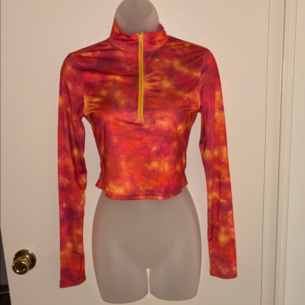 SHEIN Red and Orange Tie-Dye Crop Top